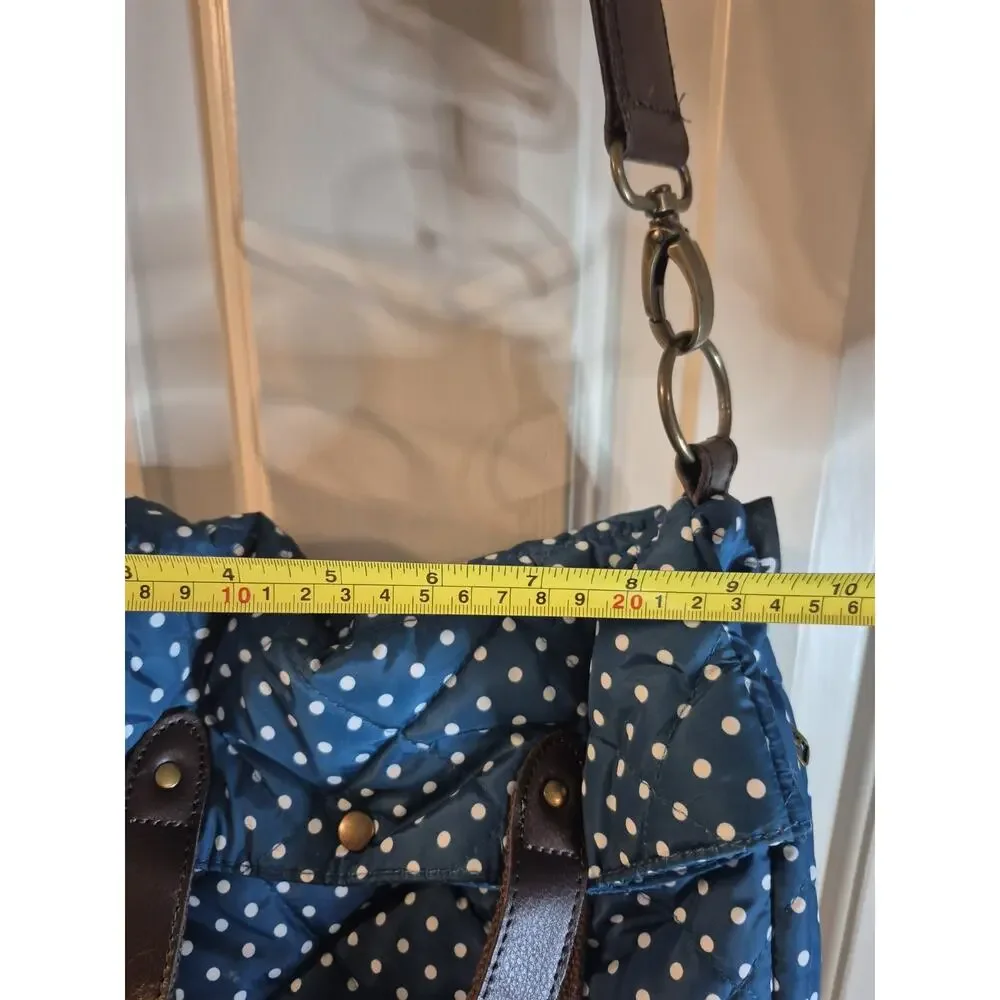 ROOTOTE Quilt 2-Way Bag Crossbody Shoulder Polka Dots Blue And White